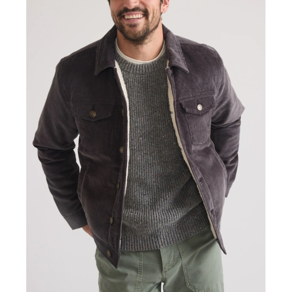 Marine Layer Men's Gray Button Front Boise Corduroy Trucker Jacket NWT Size XL